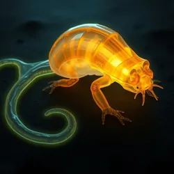 A translucent gastropod leaving a glowing trail