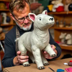 A detailed felt sculpture of an animal