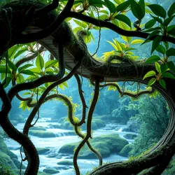 Mystic Vines forming a natural bridge in a verdant forest