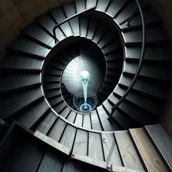 A spiraling staircase with steps that appear to both ascend and descend