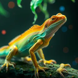 A holographic lizard in a simulated environment