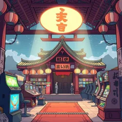 A traditional Japanese shrine reimagined as a modern video game hub