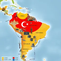 A map depicting the Ottoman colonies in the New World