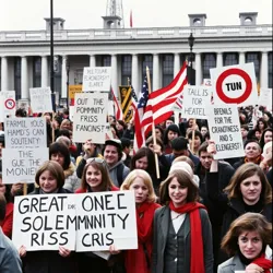 People protesting with humorous signs