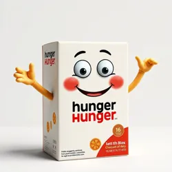 A smiling cereal box with expressive eyes and arms