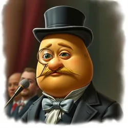 Count Spudsworth addressing the Annual Tuber Convention in his signature evening attire image