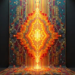 The controversial "Sunrise Resonance" tapestry created by Threadweave and Needlecraft, showing unprecedented light-capturing properties