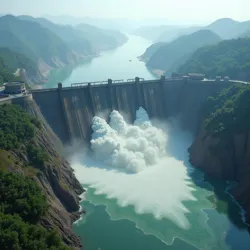 Aerial view of dam breach