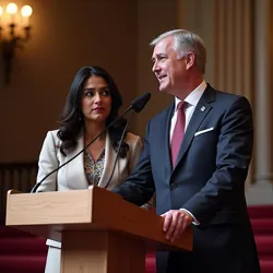 Maya Patel and Christopher Anderson announce the historic Progressive Alliance at the Royal Festival Hall