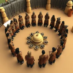 Participants in a Circle of Harvest ceremony performing a ritual dance