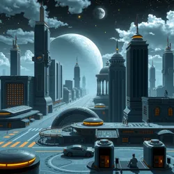 A futuristic cityscape illustrating science fiction themes