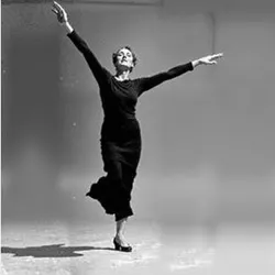 Martha Graham in her iconic dance pose