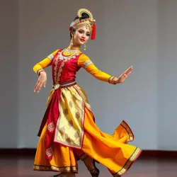 A dancer performing a traditional piece in an ornate costume