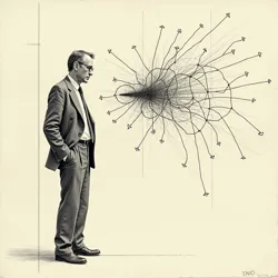 A mathematician's sketch depicting their perception during an acute episode of categorical vertigo, showing the breakdown between objects and arrows