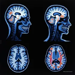 Comparative brain scans showing altered activity patterns in NNB patients during counting tasks