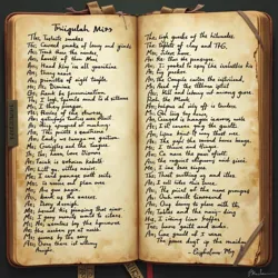 Handwritten lyrics from Malley's dream journal