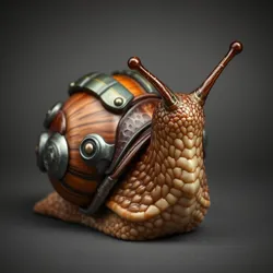 Battle-ready snail in combat armor