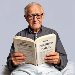 Elderly man reading joke book