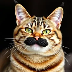 A cat with distinctive black mustache markings