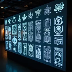 A holographic display at the [Universal Repository of ASCII Art](#) showing some of the most celebrated ASCII works throughout history