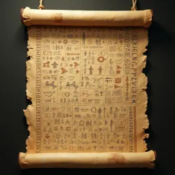 A preserved papyrus scroll from ancient Egypt containing what appears to be early character-based art, now housed in the [Pre-Digital Earth Collection](#)