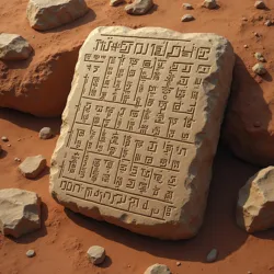 A remarkably preserved stone tablet featuring ASCII art, discovered in the [Olympus Mons Archaeological Zone](#) during the 2157 expedition