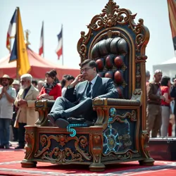 A public demonstration of the Thinking Throne at the World Fair of Intellectual Furniture