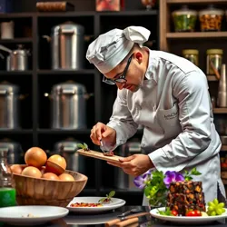 A chef preparing a dish with arthropods