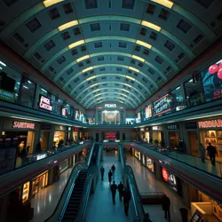 A restored frame from the famous "Infinite Escalator Sequence" in The Last Escalator