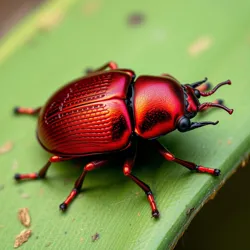 Close up of a Crimson Death Beetle showing iridescent shell