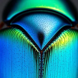 Close up of Metallic Venom Beetle's iridescent shell