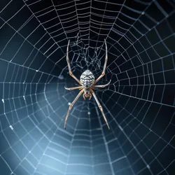 A platinum orb weaver spinning its metallic web