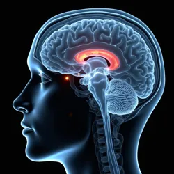 Medical imaging showing characteristic neural activity patterns in a patient experiencing cognitive overflow