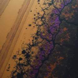 Aerial view of corrupted farmland