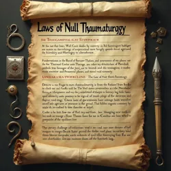 A preserved page from the original manuscripts detailing the fundamental laws of null thaumaturgy, written by the [First Void Scholars](#)