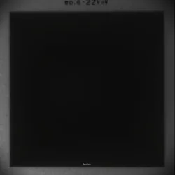 Laboratory photograph showing complete sensor failure when attempting to image Voidure Black. The rectangular void represents where the sample should be visible.