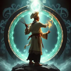 A Wandering Chef Mystic opening a dimensional gateway using their signature [Ethereal Whisk](#)