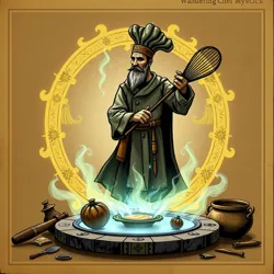 Traditional implements used by Wandering Chef Mystics, including the rare [Chronicle Cauldron](#)