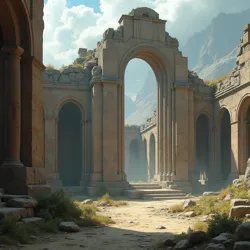 Ancient temple ruins on the Lorthashyn homeworld, showing architectural elements that echo lost Lort'zyn designs