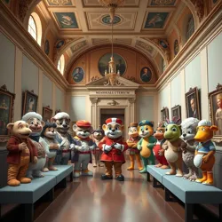 The Grand Gallery at the [International Mascot Museum](#) featuring portraits of legendary characters