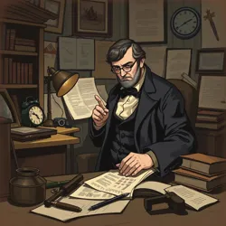 Blake in his study, surrounded by his innovative investigation tools