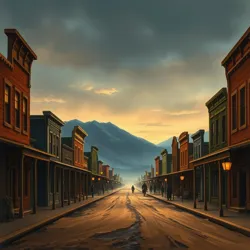 Old western town at dusk