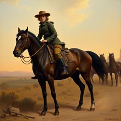 Marshal Hawthorne during one of her famous dawn patrols, painted by Samuel Reed in 1875