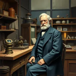 Professor Holbrook in his laboratory at the Telegraph Research Institute, 1870