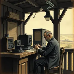 Telegraph operator at work