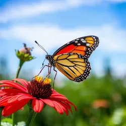 A vibrant butterfly resting on a flower image