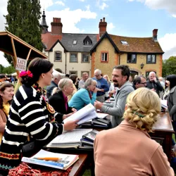 Participants of the Fiddleshire Linguistic Gatherings engage in a lively dialect workshop