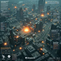 Real-time combat data visualization from the Singapore Incident showing the complex interaction of mechanized combat systems