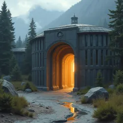 Recently declassified image of the primary conversion facility entrance in the Obsidian Mountains