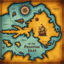 An ancient map depicting the Phantom Isles